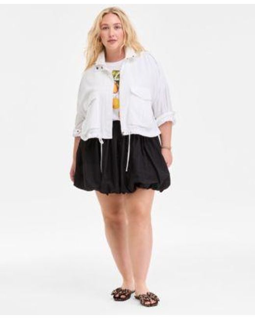 On 34th White Trendy Plus Size Utility Jacket Graphic T Shirt Bubble Mini Skirt Exclusively At Macys