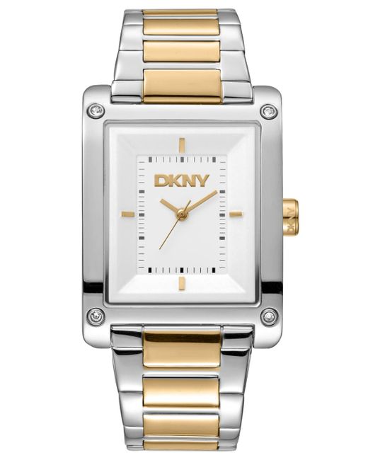 DKNY Gray Westside Maxi White Dial Gold Two-tone Stainless Steel Bracelet Watch 31x41mm
