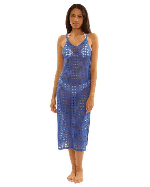 blue crochet cover up dress Crochet Maxi Cover-Up Dress main image 0