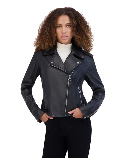 Andrew Marc Bijou Asymmetrical Moto Leather Jacket in Blue Lyst