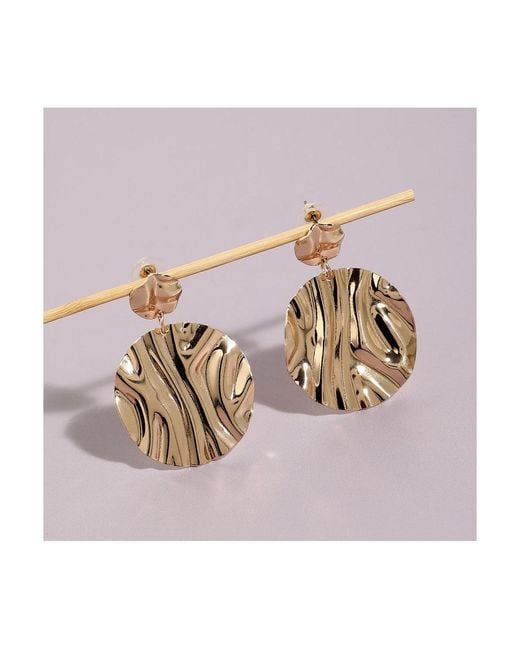 SOH Metallic Dented Circular Drop Earrings