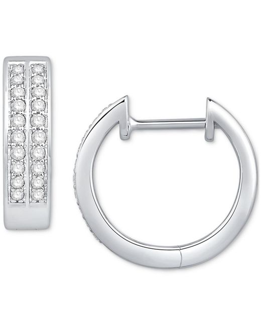 Macy's Diamond Double Row Small huggie Hoop Earrings (1/5 Ct. T.w. in