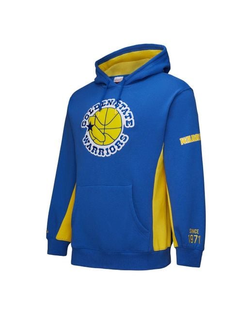 Mitchell & Ness Blue Golden State Warriors Hardwood Classics Team Origins Fleece Pullover Hoodie for men