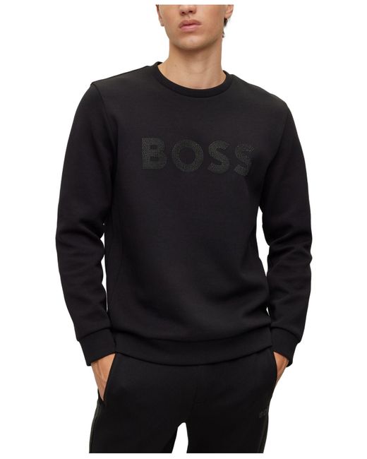 BOSS by HUGO BOSS Rhinestone Logo Sweatshirt in Black for Men | Lyst