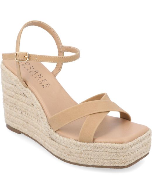Journee Collection Raniya Platform Wedge Sandal in Metallic Lyst