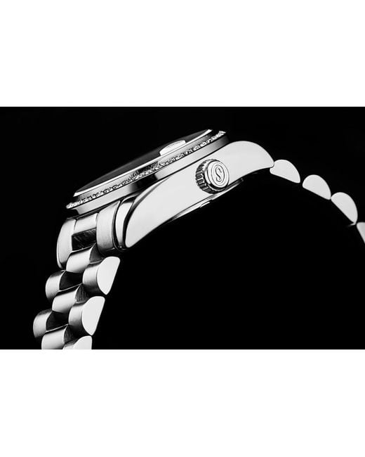 Stuhrling Blue Lineage 3936.1 S Quartz Watch 31mm Stainless Steel Silver Bracelet White Mother-of-pearl Dial Crystal Bezel