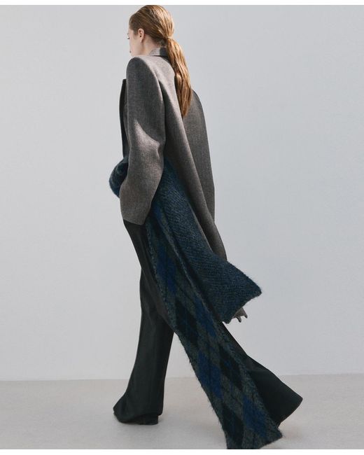 Mango Gray Double-breasted Wool Coat