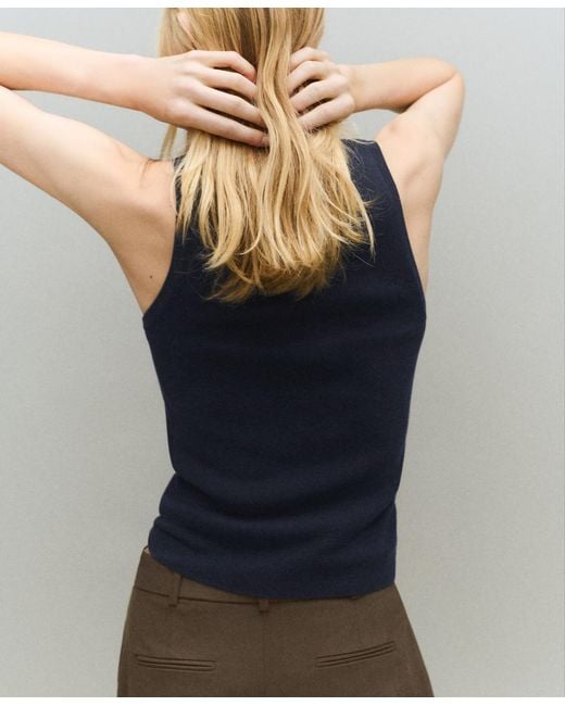 Mango Blue Wool-blend Knitted Top