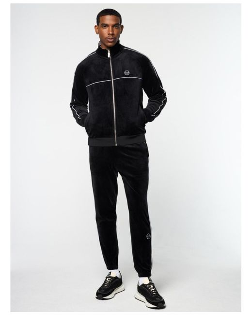 Sergio Tacchini Black Lioni Velour Track Jacket for men