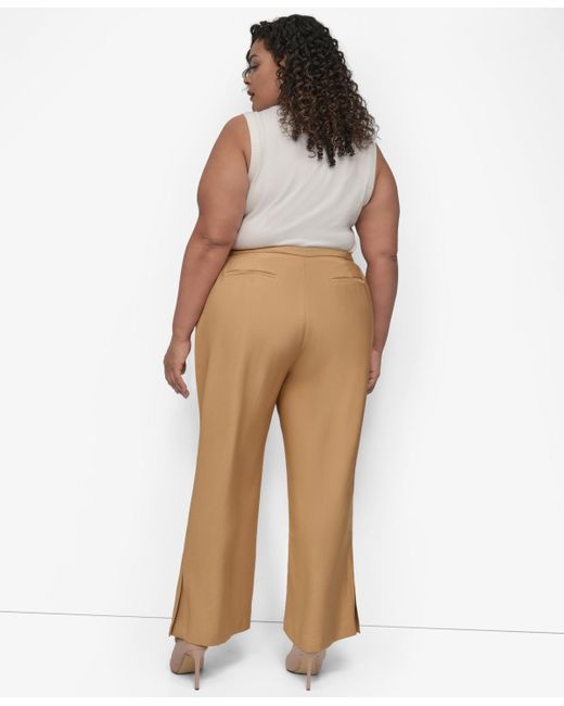 DKNY Natural Plus Size Sueded Canvas High-rise Pants