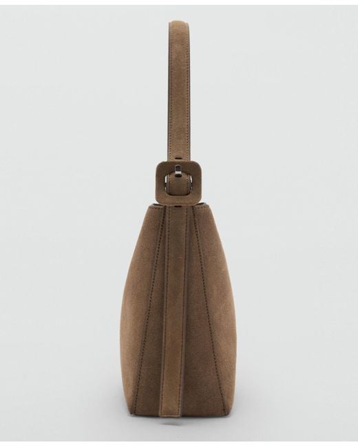Mango Brown Suede Leather Shopper Bag