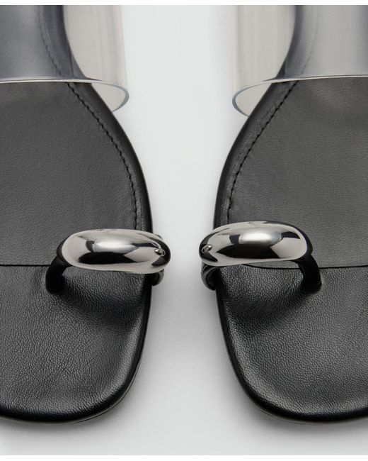 Mango Gray Vinyl Strap Sandals