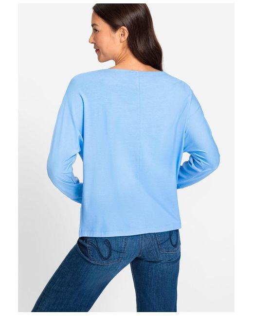 Olsen Blue Long Sleeve Mixed Media Dolman T-shirt