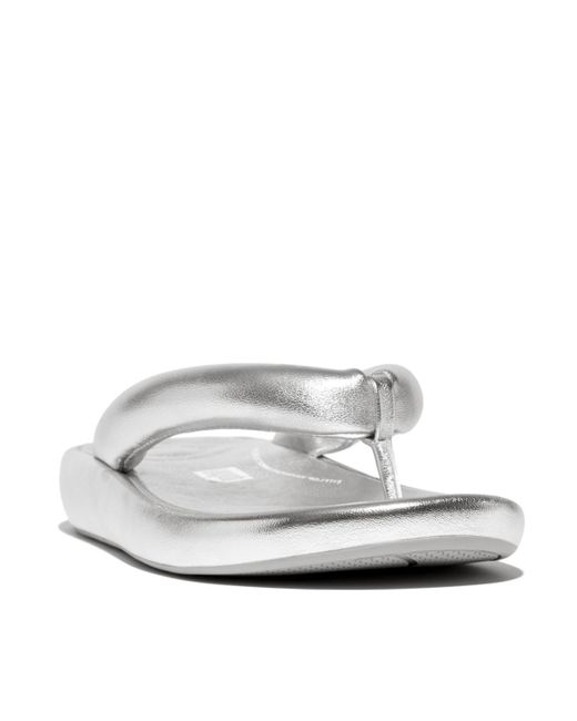 Fitflop White Iqushion D-luxe Padded Metallic-leather Flip-flops