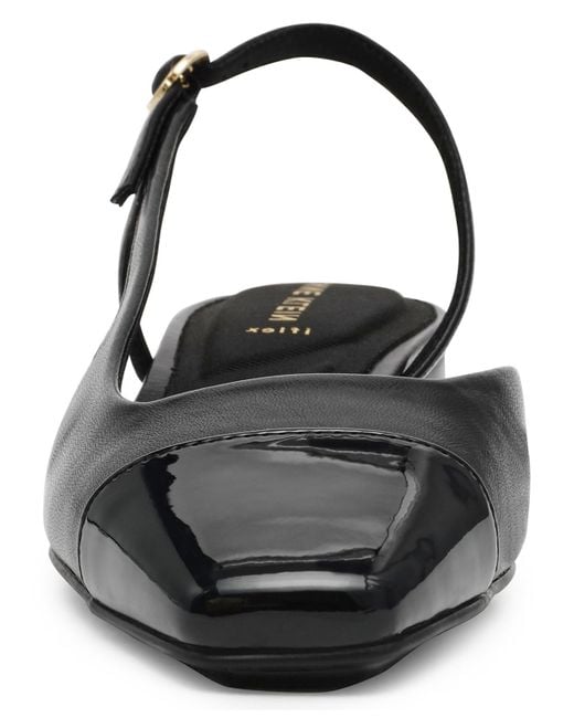 Anne Klein Black Nia Block Heel Cap Toe Slingback Flats