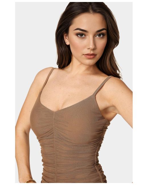 Bebe White Powermesh Midi Dress