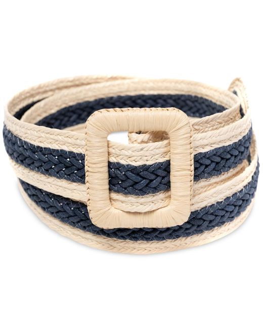 Style & Co. Blue Straw Wrapped-buckle Belt