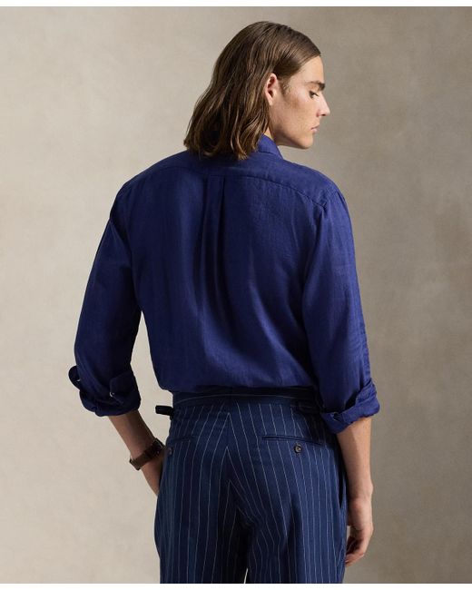 Polo Ralph Lauren Classic Fit Linen Shirt in Blue for Men | Lyst