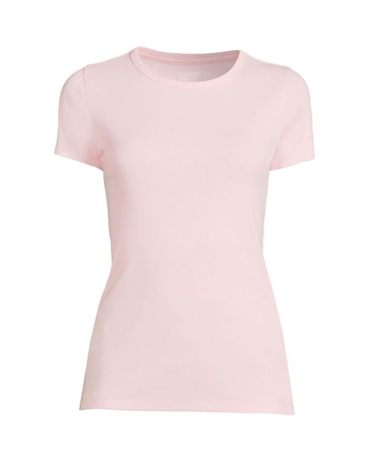Lands' End Pink Plus Size Cotton Rib T-shirt
