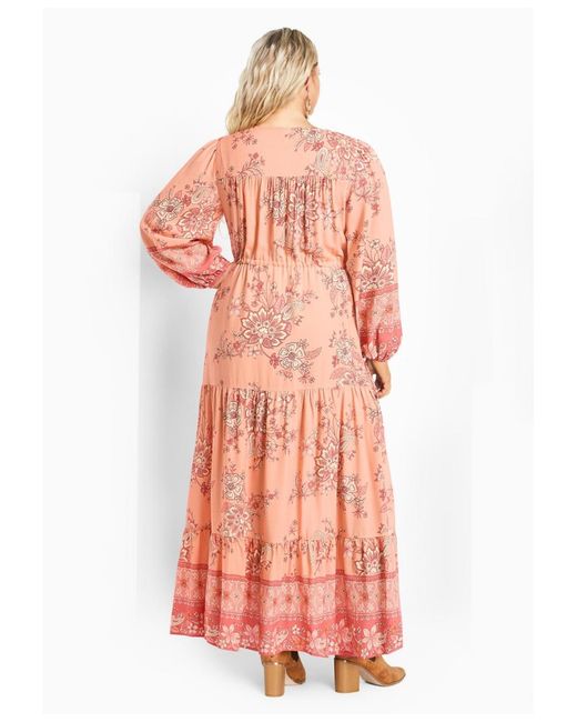 Avenue Pink Plus Size Ellery Long Sleeve Maxi Dress