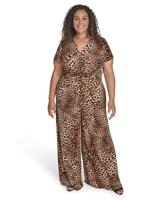 Vince Camuto Women's Brown Plus Size Print Jumpsuit