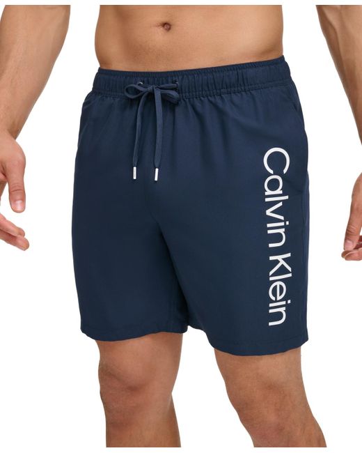 Calvin Klein Blue Core Logo-print 7" Volley Swim Trunks for men
