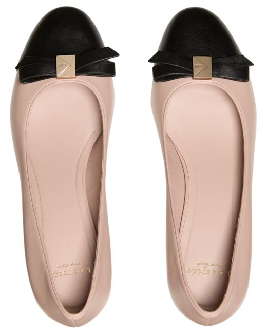 Kate Spade Brown Deco Bow Smooth Leather Ballet Pumps