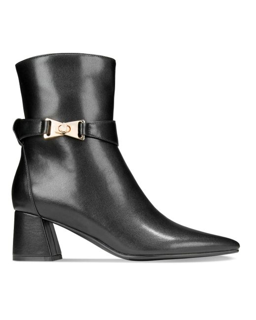 VAILA SHOES Black Sabrina Signature-strap Pointed-toe Dress Booties Extended Sizes 9-14