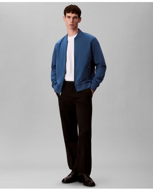 Calvin Klein Blue Logo-print Matte Bomber Jacket for men