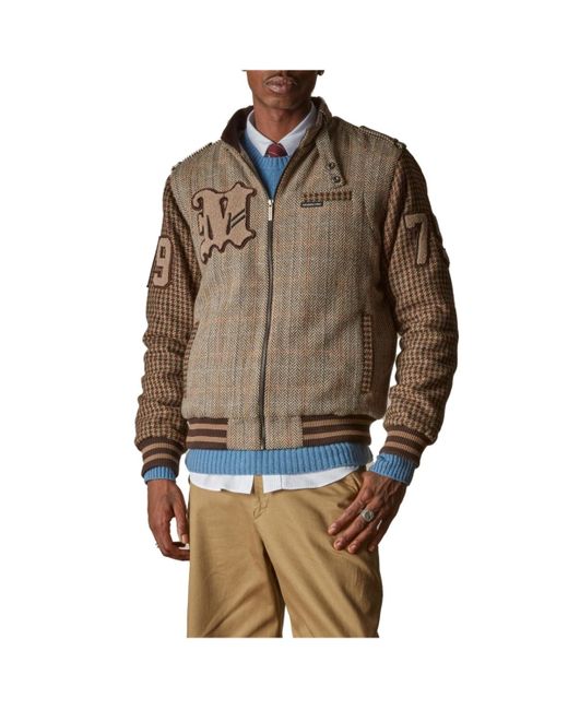 Members Only Brown Tweed Varsity Jacket for men