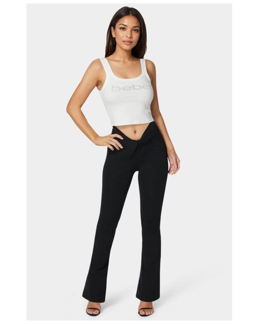 Bebe Blue Twisted Waist Flared Leg Pant
