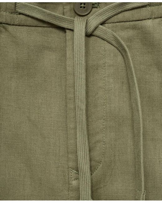 Mango Green Drawstring Slim-fit Pants for men