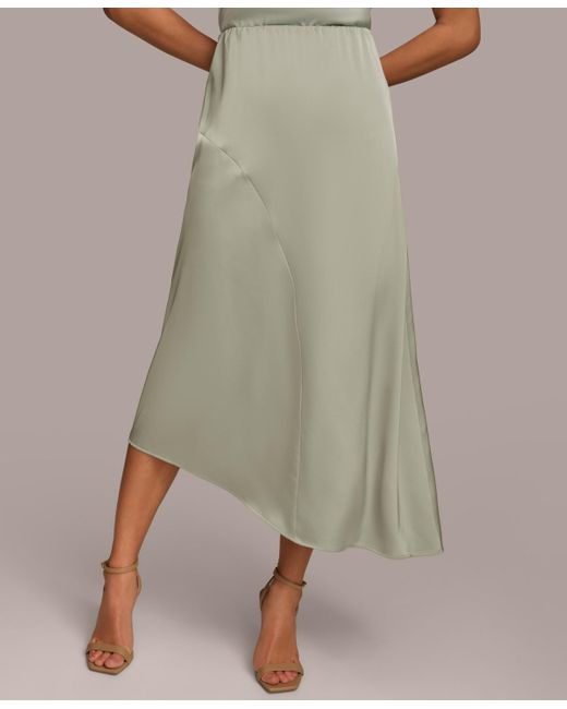 Donna Karan Natural Asymmetric Satin Midi Skirt