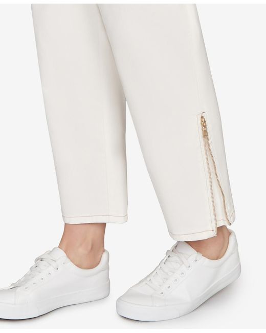 Ruby Rd White Plus Size Zipper Hem Pull On Pants