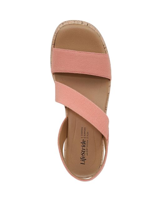 LifeStride Pink Odette Square Open Toe Wedge Sandals