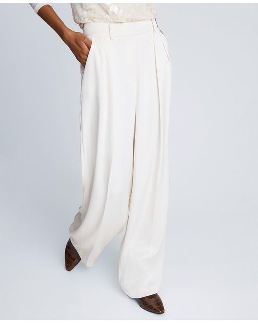 Kenneth Cole White Double Pleated Wide Leg Pants