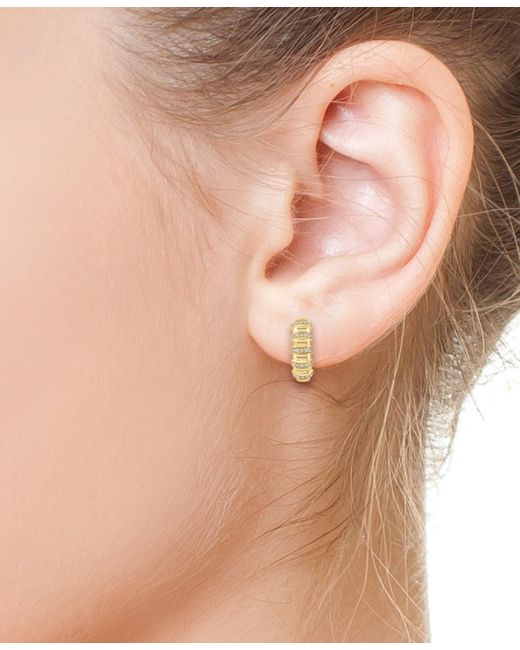 Effy Metallic Effy Diamond Multirow Small huggie Hoop Earrings (1/5 Ct. T.w.