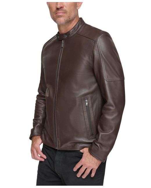 Marc New York Viceroy Sleek Leather Racer Jacket in Brown for Men Lyst