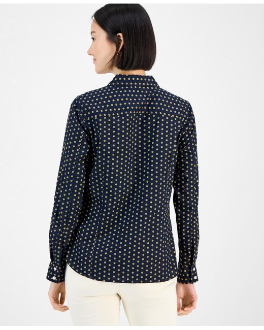 Tommy Hilfiger Black Cotton Foulard Button-front Shirt