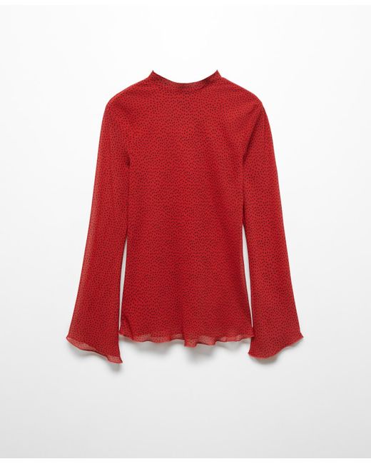 Mango Red Back Bow Blouse