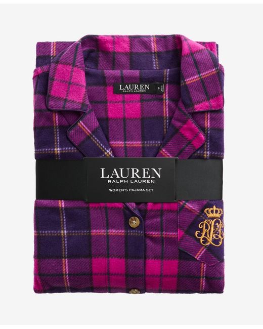 Ralph Lauren Purple Plus Size Long Sleeves Notch Collar Pajama Set
