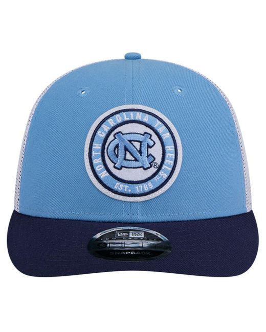 KTZ Carolina Blue North Carolina Tar Heels Throwback Circle Patch 9fifty Trucker Snapback Hat for men
