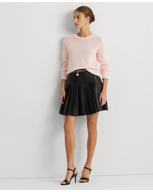 Lauren by Ralph Lauren Black Mini Leather A-line Skirt