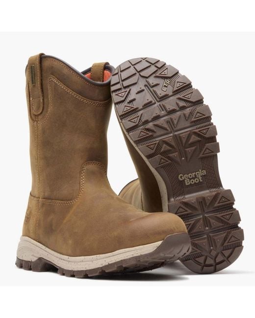 Georgia Boot Brown Eagle Trail Waterproof Pull-on Work Boot