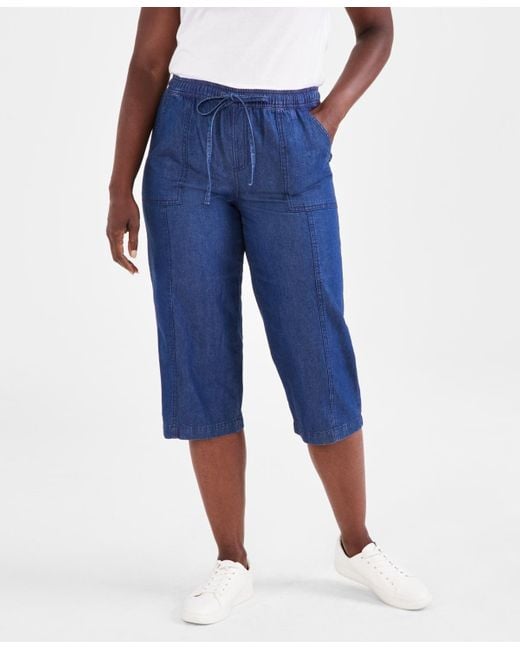 Style & Co. Blue Pull-on Drawstring Capri Pants