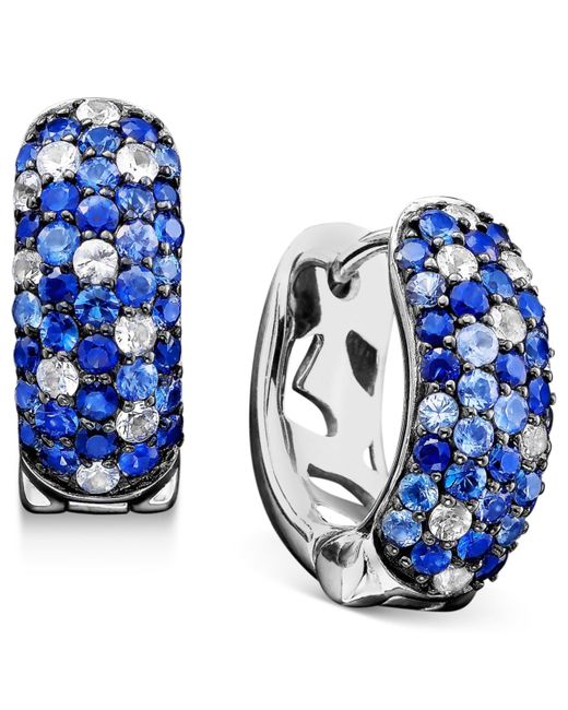 Effy Blue Shades Of Sapphire Hoop Earrings (2-3/4 Ct. T.w.) In Sterling Silver