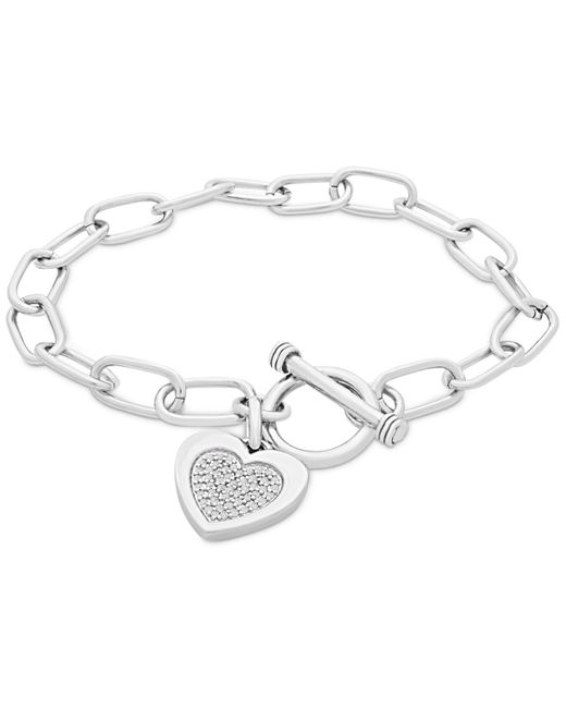 Macy's Metallic Diamond Heart Charm toggle Bracelet (1/4 Ct. T.w.