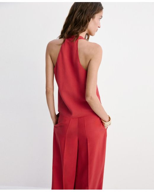 Mango Red Fitted Lyocell Top