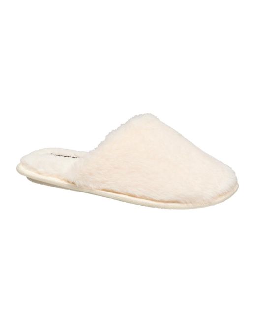 French Connection White Mila Plush Slipper
