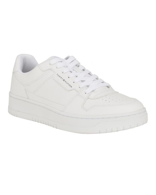 Tommy Hilfiger White Imbert Lace Up Fashion Sneakers for men